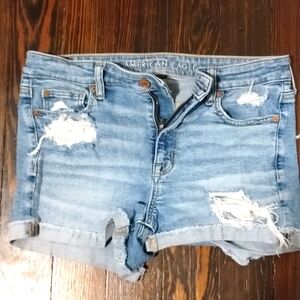 Light blue high-rise American eagle shorts